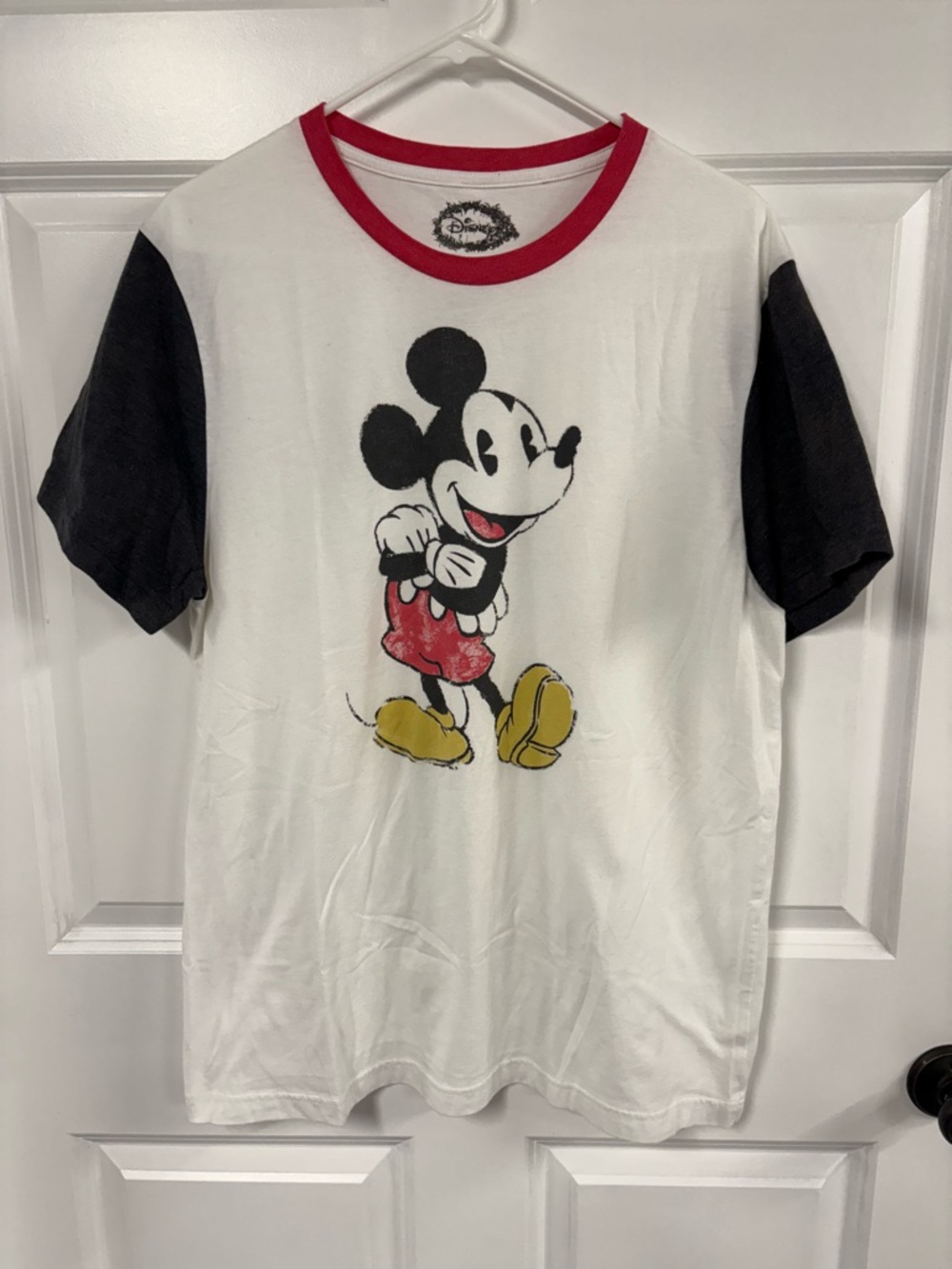 Disney Mickey Mouse Graphic Ringer Tee - White, Black, Red, Yellow XL